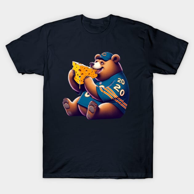 Chicago Bear Eating a Block of Cheese | Chicago Bears vs. Greenbay Packers Cheesehead T-Shirt by blueduckstuff